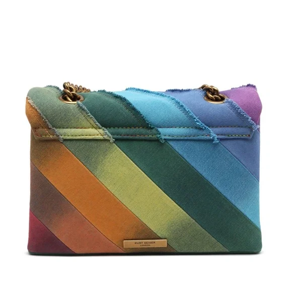 Kurt Geiger London Large Rainbow Denim Kensington Bag - Picture 3 of 7
